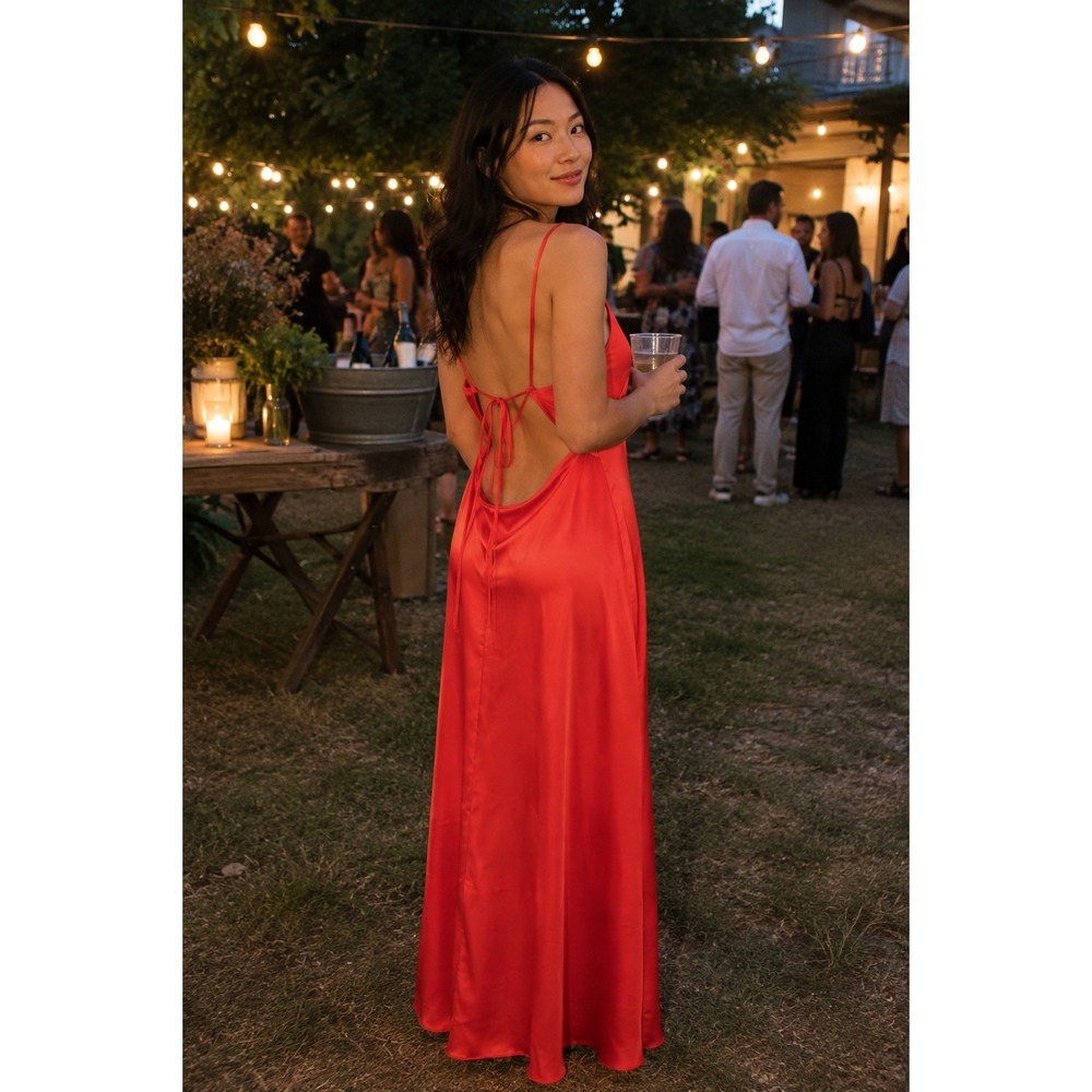 H&M Satin Open Back Maxi Dress